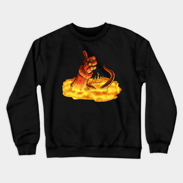 Thumbs up of Doom Crewneck Sweatshirt by Eman